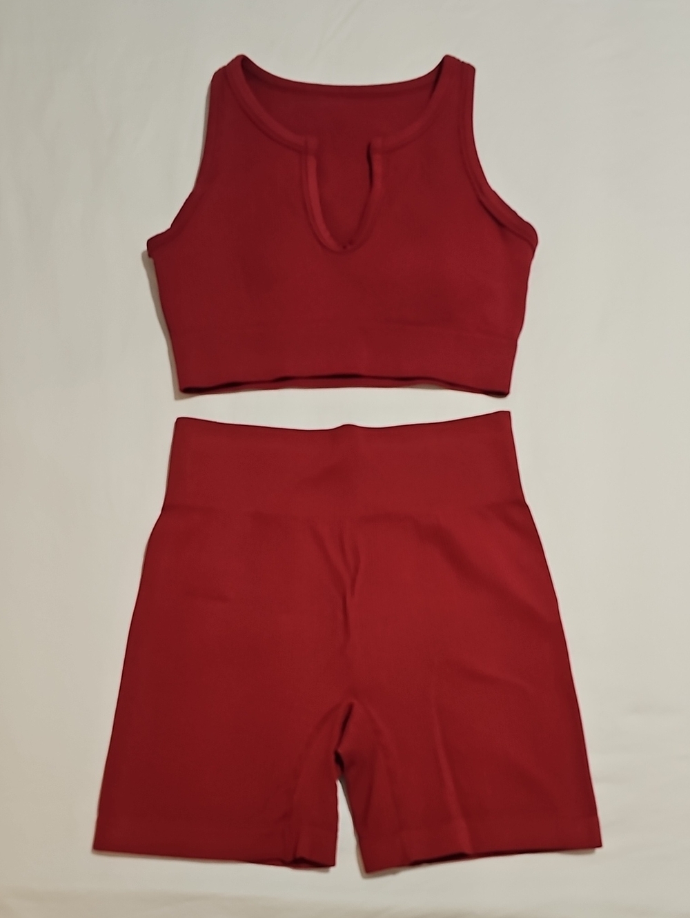 Women’s Seamless Crop Tank & High-Waist Bike Shorts Set - L